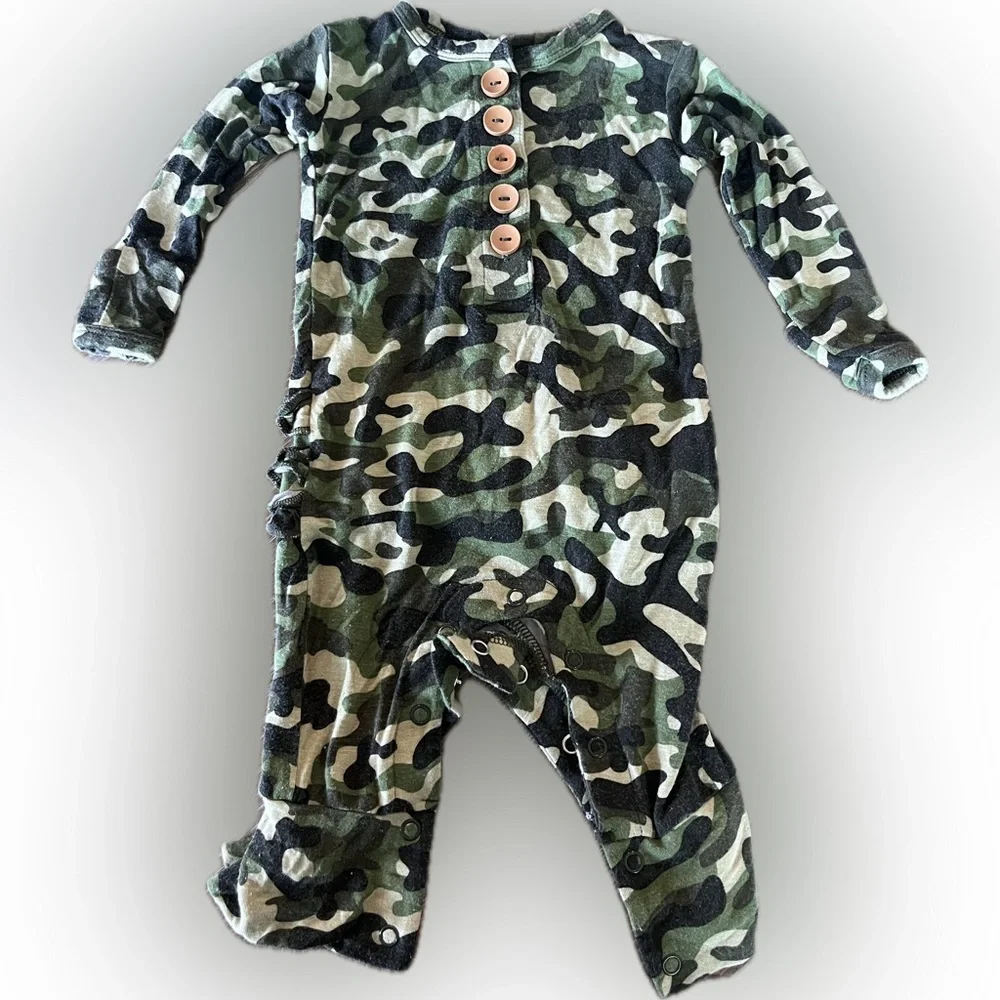 Posh Peanut Green Camouflage Baby Onesie